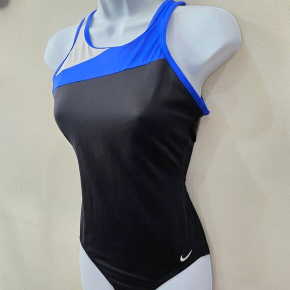 Nike One-Piece Swimsuit M – Black & Blue Racerback w/ Adjustable Clasp EUC - Picture 7 of 10